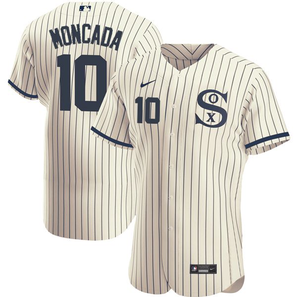 Men Chicago White Sox #10 Moncada Cream stripe Dream version Elite Nike 2021 MLB Jerseys